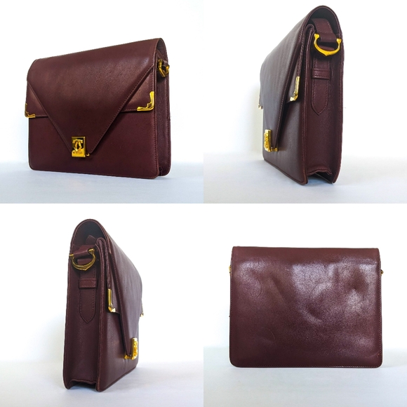 Vintage Cartier Bordeaux Leather Satchel - Picture 3 of 13